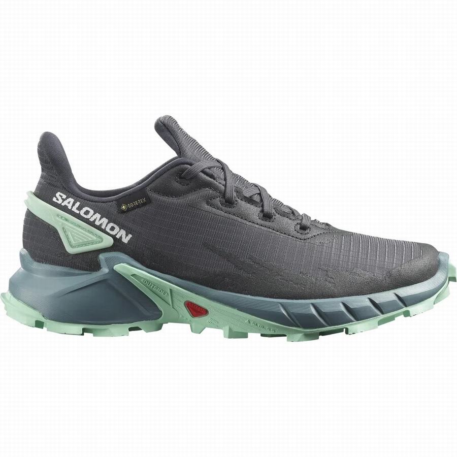 Salomon Alphacross 4 Gore-tex Löparskor Dam MörkGrå/Mintgröna [WKA594AB]